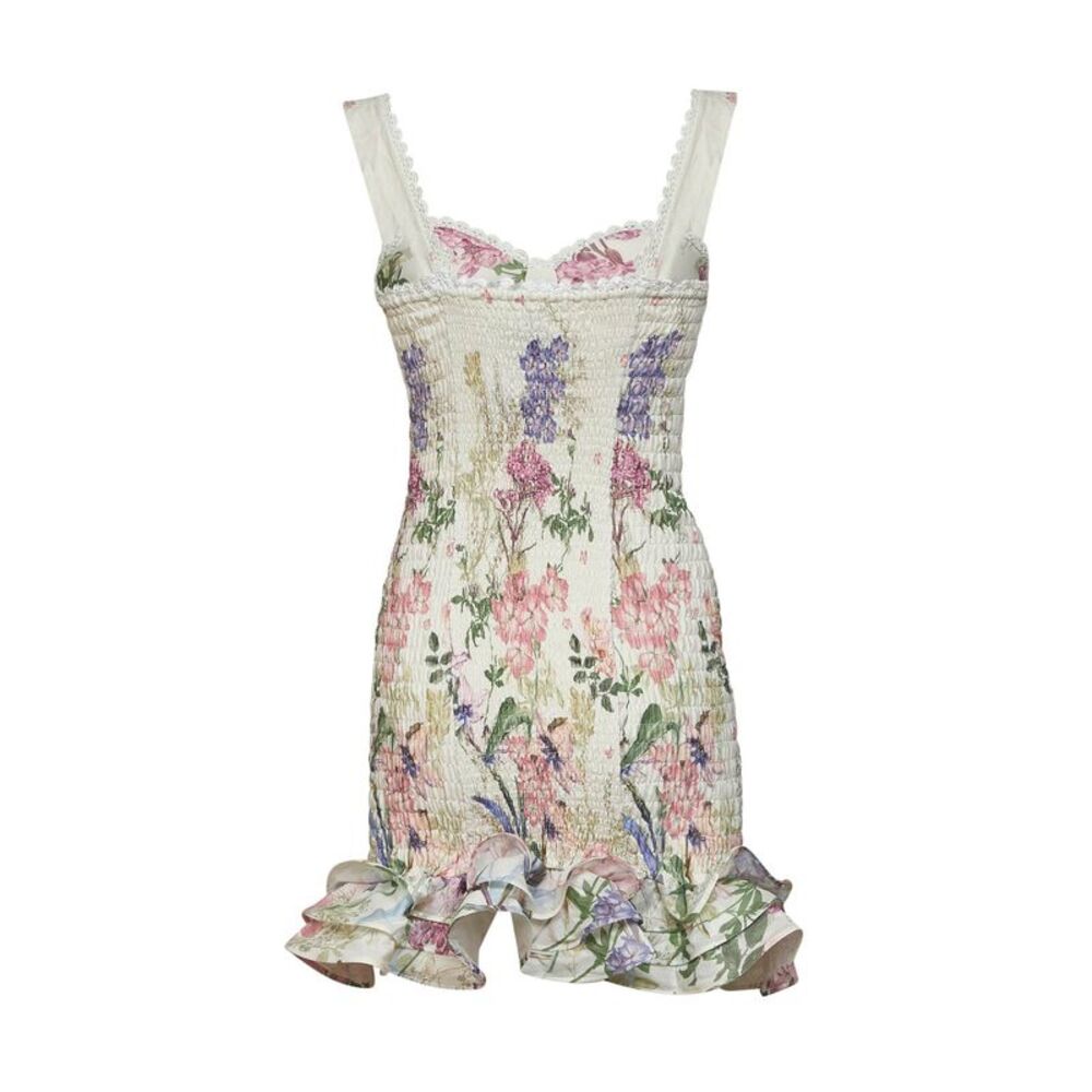 Charo Ruiz Ibiza Women Cream Printed Cotton Blend Sunil Bustier Mini Dress - Picture 2 of 3